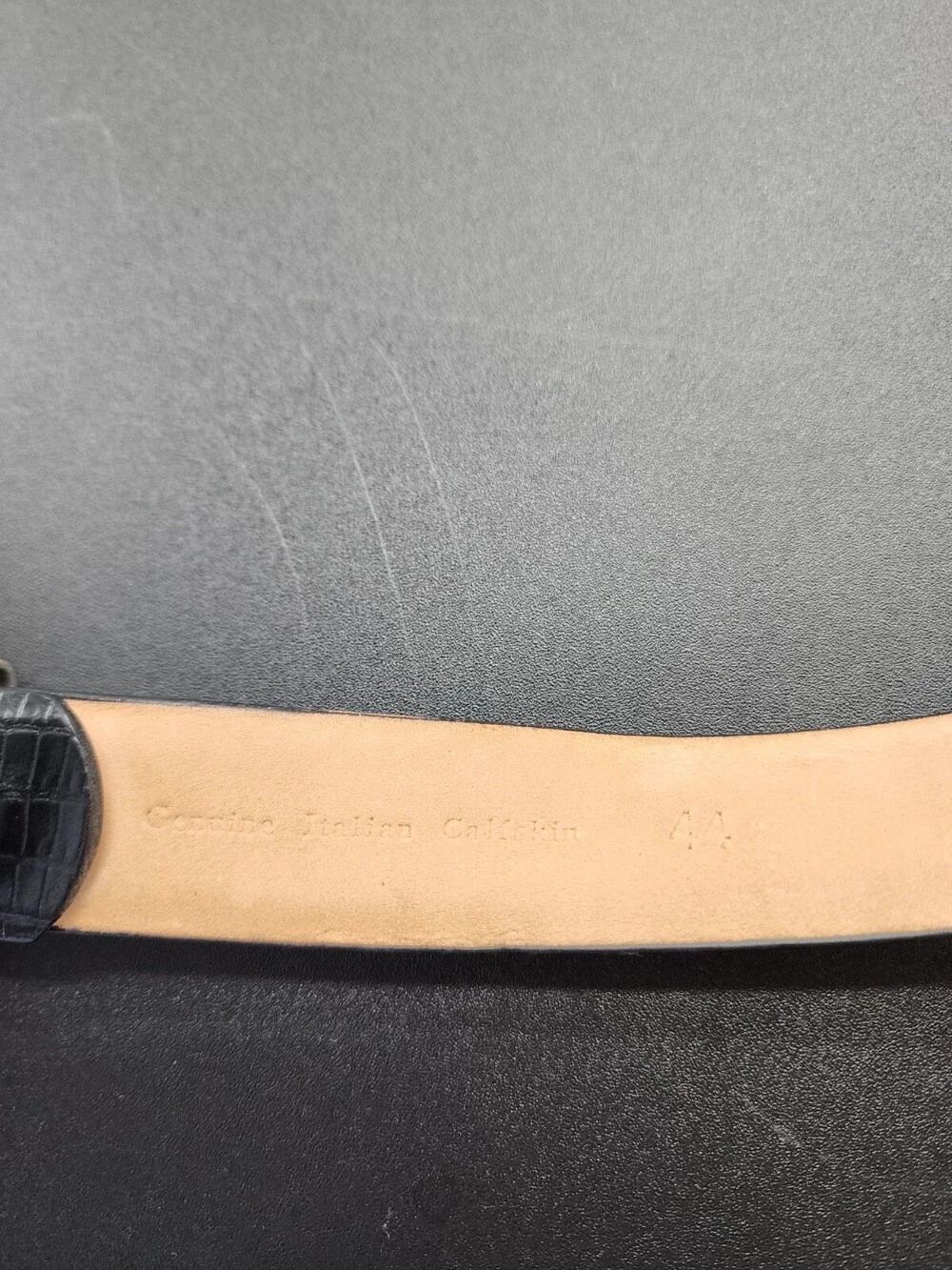 Genuine Italian Calfskin Leather Belt Mens 44 Black Golf 1